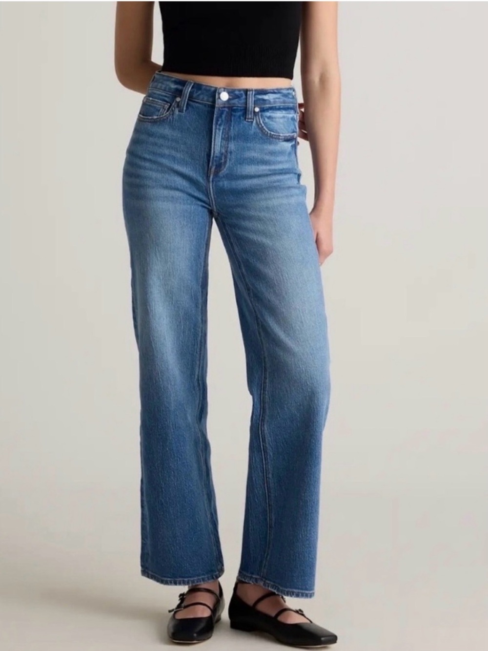 Quince Stretch High-Rise Straight Leg Jeans Seaside Blue Capsule Fall Winter 25